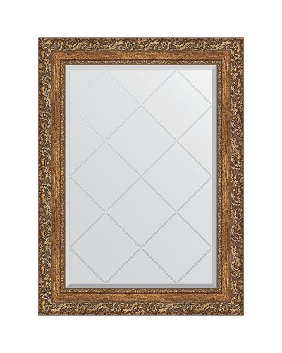 Зеркало Evoform Exclusive-G 87х65 BY 4099 с гравировкой в багетной раме - Виньетка бронзовая 85 мм