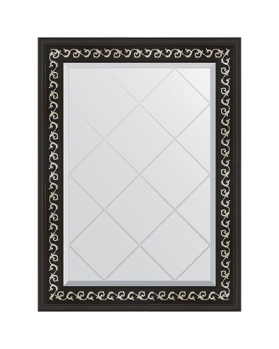 Зеркало Evoform Exclusive-G 87х65 BY 4096 с гравировкой в багетной раме - Черный ардеко 81 мм