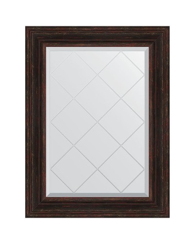 Зеркало Evoform Exclusive-G 91х69 BY 4119 с гравировкой в багетной раме - Темный прованс 99 мм