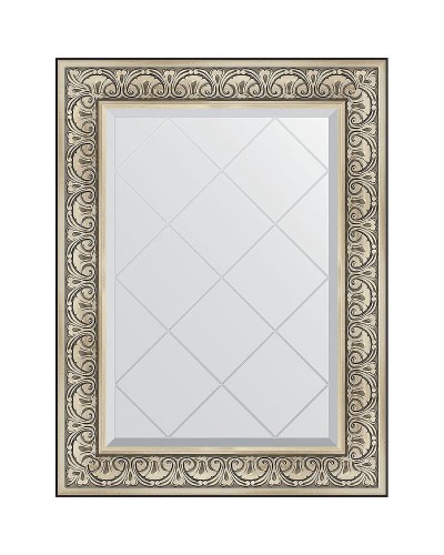 Зеркало Evoform Exclusive-G 92х70 BY 4123 с гравировкой в багетной раме - Барокко серебро 106 мм