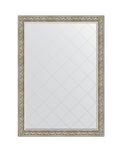 Зеркало Evoform Exclusive-G 190х135 BY 4510 с гравировкой в багетной раме - Барокко серебро 106 мм