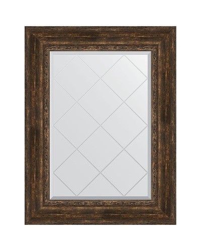 Зеркало Evoform Exclusive-G 95х72 BY 4129 с гравировкой в багетной раме - Состаренное дерево с орнаментом 120 мм