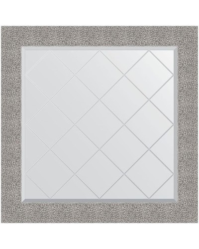 Зеркало Evoform Exclusive-G 86х86 BY 4324 с гравировкой в багетной раме - Чеканка серебряная 90 мм