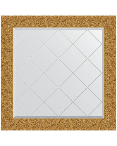 Зеркало Evoform Exclusive-G 86х86 BY 4323 с гравировкой в багетной раме - Чеканка золотая 90 мм