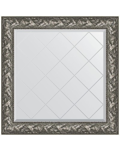 Зеркало Evoform Exclusive-G 89х89 BY 4329 с гравировкой в багетной раме - Византия серебро 99 мм