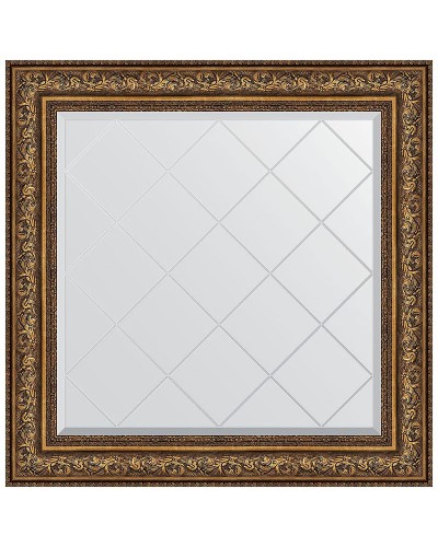 Зеркало Evoform Exclusive-G 90х90 BY 4341 с гравировкой в багетной раме - Виньетка состаренная бронза 109 мм