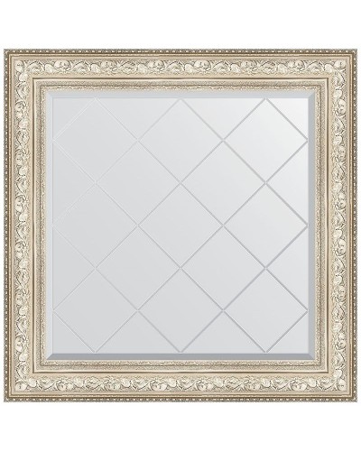 Зеркало Evoform Exclusive-G 90х90 BY 4340 с гравировкой в багетной раме - Виньетка серебро 109 мм