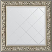 Зеркало Evoform Exclusive-G 90х90 BY 4338 с гравировкой в багетной раме - Барокко серебро 106 мм