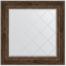 Зеркало Evoform Exclusive-G 92х92 BY 4344 с гравировкой в багетной раме - Состаренное дерево с орнаментом 120 мм