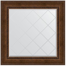 Зеркало Evoform Exclusive-G 92х92 BY 4343 с гравировкой в багетной раме - Состаренная бронза с орнаментом 120 мм