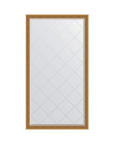 Зеркало Evoform Exclusive-G Floor 198х108 BY 6341 с гравировкой в багетной раме - Состаренное золото с плетением 70 мм