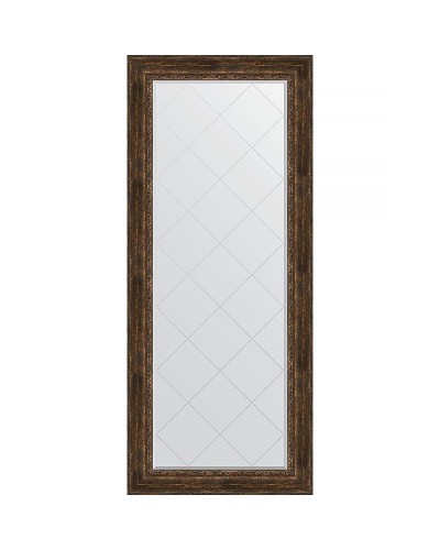 Зеркало Evoform Exclusive-G Floor 207х87 BY 6340 с гравировкой в багетной раме - Состаренное дерево с орнаментом 120 мм