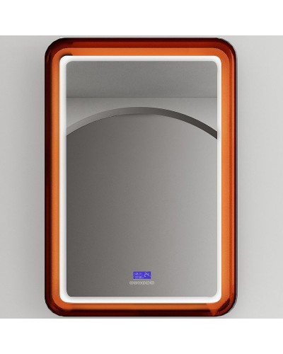 Зеркало Abber Kristall 55 AT6701Opal с подсветкой Коричневое с сенсорным выключателем с часами