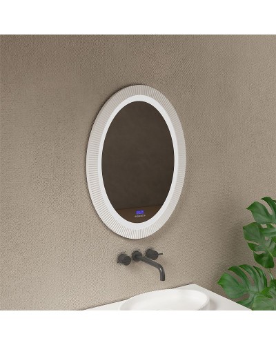 Зеркало Abber Stein 60 AS6601 с подсветкой Белое с сенсорным выключателем с часами