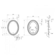Зеркало Abber Stein 60 AS6601 с подсветкой Белое с сенсорным выключателем с часами