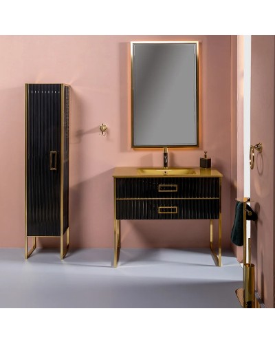 Зеркало Boheme Armadi Art Monaco 70 566-BG с подсветкой Черный глянец Золото