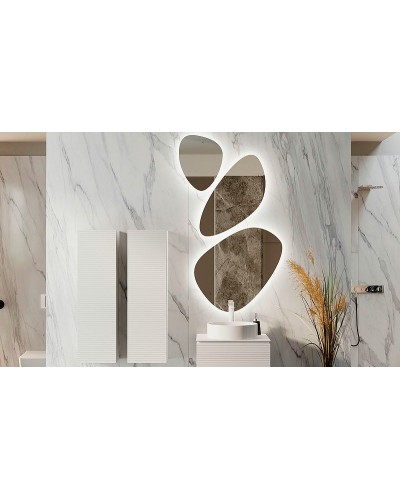 Зеркало Jorno Stone 80 Stn.05/W/JR с подсветкой капля (3 шт)