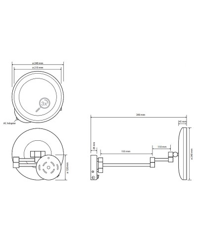 Косметическое зеркало Bemeta Cosmetic mirrors 116401772 с подсветкой с увеличением Хром