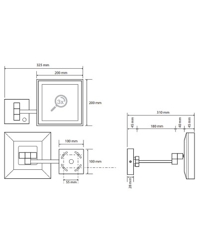 Косметическое зеркало Bemeta Cosmetic mirrors 116201202 с подсветкой с увеличением Хром