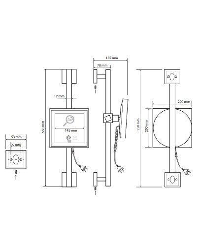 Косметическое зеркало Bemeta Cosmetic mirrors 116501672 с подсветкой с увеличением Хром