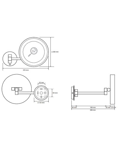 Косметическое зеркало Bemeta Cosmetic mirrors 116201772 с подсветкой с увеличением Хром