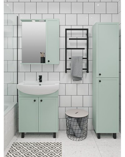 Зеркало со шкафом Runo Римини 65 00-00001277 с подсветкой Мята