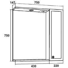 Зеркало со шкафом Runo Римини 75 00-00001280 с подсветкой Бежевое