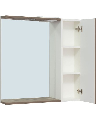 Зеркало со шкафом Runo Римини 75 00-00001280 с подсветкой Бежевое