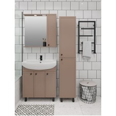 Зеркало со шкафом Runo Римини 75 00-00001280 с подсветкой Бежевое