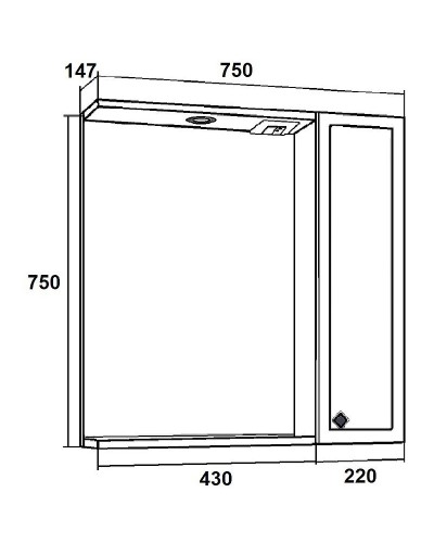 Зеркало со шкафом Runo Римини 75 00-00001279 с подсветкой Мята