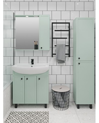 Зеркало со шкафом Runo Римини 75 00-00001279 с подсветкой Мята