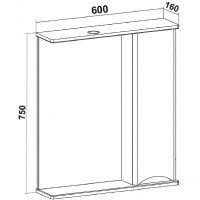 Зеркало со шкафом Runo Афина 60 00-00001207 с подсветкой Цемент