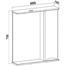 Зеркало со шкафом Runo Афина 60 00-00001207 с подсветкой Цемент