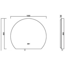 Зеркало Orans BC-9013 100 9013MR с подсветкой с сенсорным выключателем, подогревом и часами