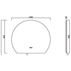 Зеркало Orans BC-9013 100 9013MR с подсветкой с сенсорным выключателем, подогревом и часами