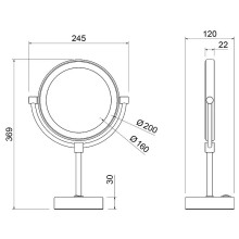 Косметическое зеркало Timo Saona 13276/17 с увеличением с подсветкой Золото матовое