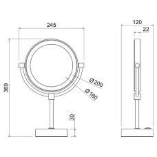 Косметическое зеркало Timo Saona 13276/17 с увеличением с подсветкой Золото матовое