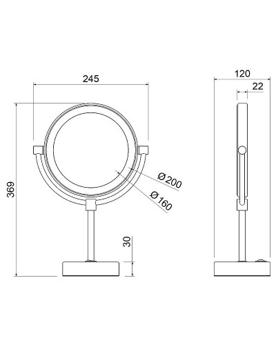 Косметическое зеркало Timo Saona 13276/17 с увеличением с подсветкой Золото матовое
