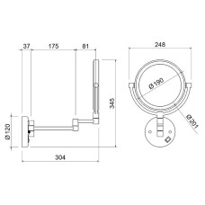 Косметическое зеркало Timo Saona 13376/03 с увеличением с подсветкой Черное