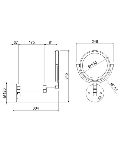 Косметическое зеркало Timo Saona 13376/03 с увеличением с подсветкой Черное