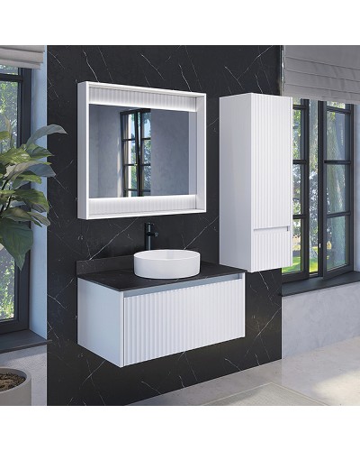 Зеркало Comforty Марсель 90 00-00013685 с подсветкой Белое матовое с бесконтактным выключателем