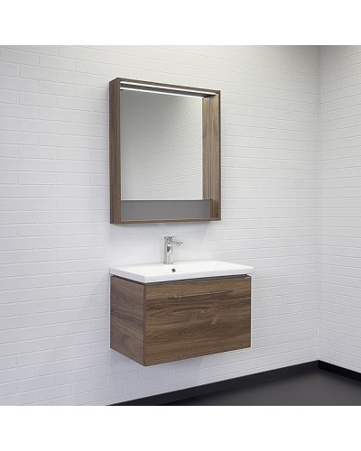 Зеркало Comforty Томари 70 00-00005791 с подсветкой Дуб темно-коричневый с механический выключателем