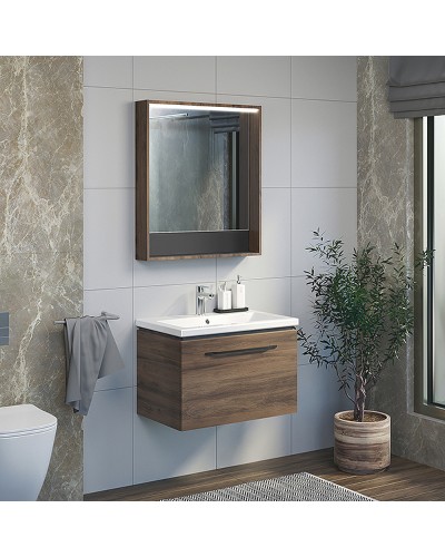 Зеркало Comforty Томари 70 00-00005791 с подсветкой Дуб темно-коричневый с механический выключателем