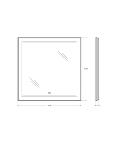 Зеркало в раме с подсветкой сенсорным выкл. и подогревом BelBagno SPC-KRAFT-800-800-LED-TCH-WARM-NERO