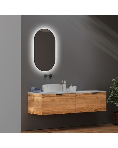 Зеркало Abber Kontur 55 AG6302SCB с подсветкой Черное с бесконтактным выключателем и диммером