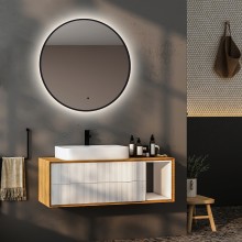 Зеркало Abber Mond 77 AG6204SCB-0.77 с подсветкой Черное с бесконтактным выключателем и диммером