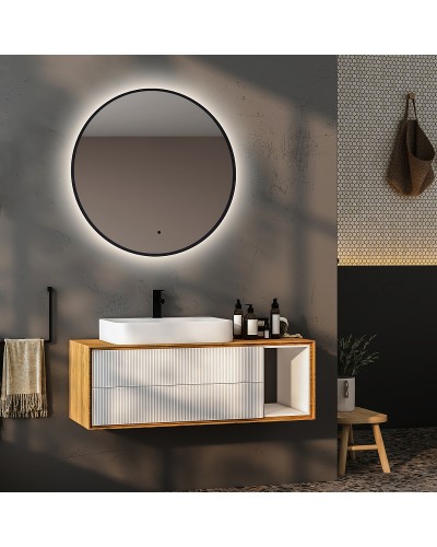 Зеркало Abber Mond 77 AG6204SCB-0.77 с подсветкой Черное с бесконтактным выключателем и диммером