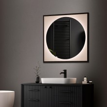 Зеркало Abber See 80 AG6117SCRB с подсветкой Черное с бесконтактным выключателем и диммером