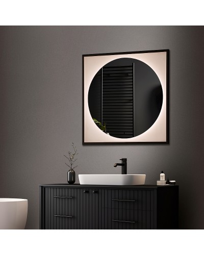 Зеркало Abber See 80 AG6117SCRB с подсветкой Черное с бесконтактным выключателем и диммером