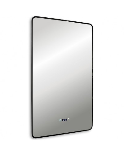 Зеркало Abber See 60 AG6114SWHB с подсветкой Черное с бесконтактным выключателем с диммером с подогревом и часами